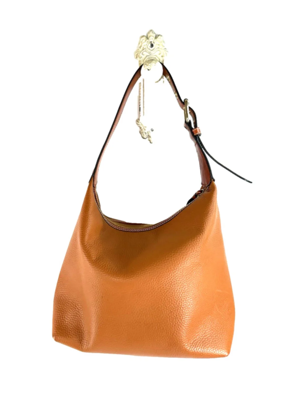 Dooney & Bourke Wexford Hobo Shoulder Bag Large Tan Pebbled Leather & Camel Brwn